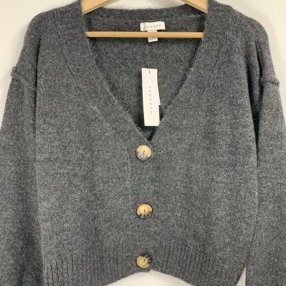 Topshop Charcoal Gray Cardigan Sweater - Picture 4 of 15